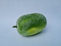 Watermelon fruit, green skin color, yellow color combination with white and blue background Royalty Free Stock Photo