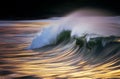 Photo of a wave breaking at sunset Royalty Free Stock Photo