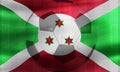 Photo of a waving Burundi Republic flag with a football ball-shaped outline in the center