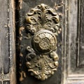 A photo of a weathered brass doorknob of an ancient house Royalty Free Stock Photo