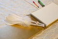 Photo of a wedding register and feather pen. Wedding guestbook. Royalty Free Stock Photo