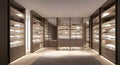 Ai generated a well-organized and spacious walk-in closet with neatly stacked white sheets and linens