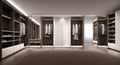Ai generated a well-organized walk-in closet with a variety of clothing items neatly displayed