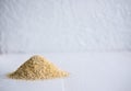 Photo of wheat bran on a white wooden background. Sports healthy food. Healthy food