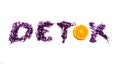 Word Detox made from red cabbage and orange
