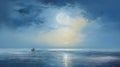 Moonlit Boat On The Ocean: A Romantic Painting By Michael Komarck