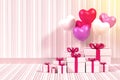 White gift box with balloon heart sharp