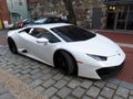 White Lamborghini Sports Car in Georgetown Royalty Free Stock Photo