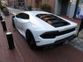 White Lamborghini Sports Car in Georgetown of Washington DC