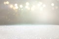Photo white and silver glitter lights background Royalty Free Stock Photo