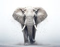 Close-up photo of a wild elephant, beautiful ivory, large ears, on a white background. For art texture, presentation design Royalty Free Stock Photo