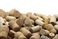 Photo with wine corks from sparkling, corks from white wine, corks from red wine and other wine corks isolated on white background Royalty Free Stock Photo