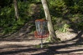 Disk golf basket in the park Royalty Free Stock Photo
