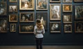 Photo of a Woman Admiring a Colorful Gallery of Artwork