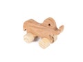 Photo of a wooden elephant on wheels of beech Royalty Free Stock Photo