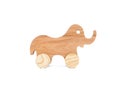 Photo of a wooden elephant on wheels of beech Royalty Free Stock Photo
