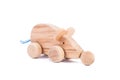 Photo of a wooden mouse on wheels of beech Royalty Free Stock Photo