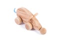 Photo of a wooden mouse on wheels of beech Royalty Free Stock Photo