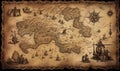 Photo of a world map with ships sailing on the seas Royalty Free Stock Photo