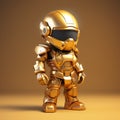 Realistic Lighting: A Gold Metal Suit With Helmet Royalty Free Stock Photo