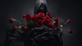 Black Man In Black Veil With Red Roses: A Photorealistic Still Life