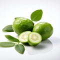 Feijoa Product Photography: Small Green Mangoes On White Background