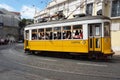 Yellow Trolley in Lisbon Portugal in Europe