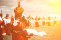 Photo of young beautiful women wearing in traditional national mongolian kalmykian dresses in the festival. Royalty Free Stock Photo