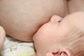 Young mother breastfeeding her baby boy