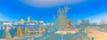 PhotoArt panorama of Heartland of America Park at the Riverfront Omaha Nebraska USA Royalty Free Stock Photo