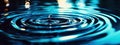 Photobanner, a drop of water breaks the water surface with concentric ripples on a dark blue water surface. Water Royalty Free Stock Photo