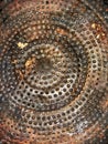 Photobashing texture of old metal with rusty rusted hints circular hole pattern