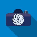 Photocamera icon on the blue background