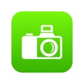 Photocamera icon green vector