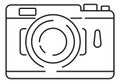 Photocamera icon in thin line style. Vintage photo device