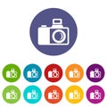 Photocamera icons set vector color