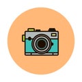 Photocamera vector line icon isolated on white background. Photocamera line icon for infographic, website or app