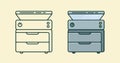 Photocopy or printer machine with open scanner lid minimalist flat illustration with outline Royalty Free Stock Photo