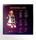 Photoframe of Yakshagana artist costumes with names. Yakshagana is traditional Indian folk dance