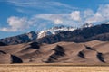 Photogenic Crestone Mountains above the Great Sand Dunes National Park and Preserve. Royalty Free Stock Photo