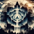 A photogram style image with multiple exposures creating a layer