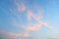 Abstract Pattern of Orange Cirrus Clouds in Blue Sky - Natural Background Royalty Free Stock Photo