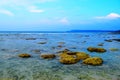 Blue Landscape - Clean Sea Water at Rocky Beach and Sky - Natural Background - Laxmanpur, Neil Island, Andaman Nicobar, India Royalty Free Stock Photo