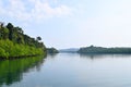 Backwater with Greenery on both Banks with Clear Water and Sky - River on Great Andaman Trunk Road, Baratang Island, India