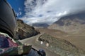 A photograph of Blur view of mountainous terrain of Ladakh state, India.