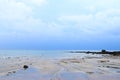Calm Sea Water, Cloudy Sky, and Rocks - Littoral Zone at Bay of Bengal, India - Natural Background