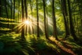 A Photograph: Capture the ethereal beauty of a sun-drenched woodland