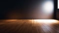 Contrasting Elements Beautiful Chiaroscuro on an Empty Dark Wall and Wooden Floor Royalty Free Stock Photo