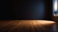 Contrasting Elements Beautiful Chiaroscuro on an Empty Dark Wall and Wooden Floor Royalty Free Stock Photo