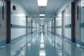 Photograph captures emptiness of hospital hallway, quiet and calm